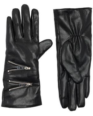 Steve Madden Zipper Faux Leather Gloves - Black