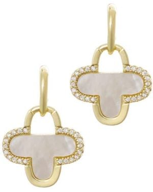 Adornia Mother-Of-Pearl Clover Drop Earrings - White