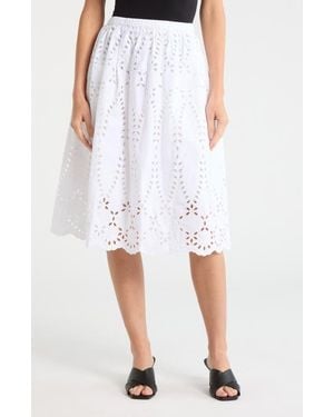 Frank & Eileen Gracie Cotton Eyelet Midi Skirt - White