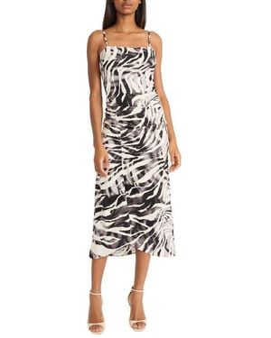 Donna Morgan Ruched Sleeveless Midi Dress - White