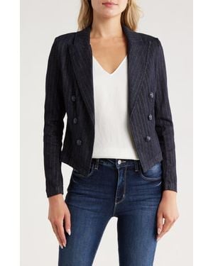 L'Agence Wayne Pinstripe Double Breast Crop Jacket - Black