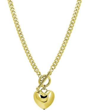 CANDELA JEWELRY Heart Pendant Toggle Necklace - Metallic