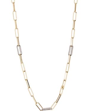 Meshmerise 18K Plated Diamond Paperclip Chain Necklace - Metallic