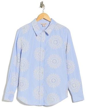 Nanette Lepore Embroidered Stripe Shirt - Blue