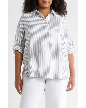 Max Studio Stripe Popover Tunic - White