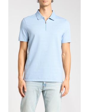 Calvin Klein Iconic Herringbone Cotton Zip Polo - Blue