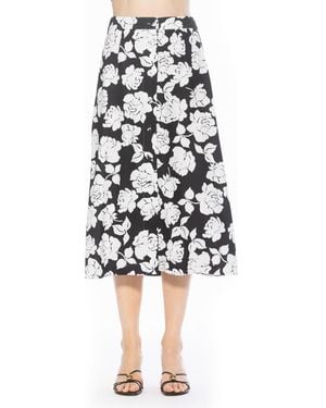 Alexia Admor Zephyr Button Front Midi Skirt - Black