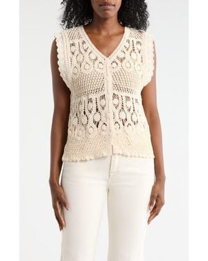 Forgotten Grace Crochet Button Tank - Natural
