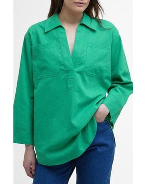 Barbour Cecile Cotton & Linen Shirt - Green