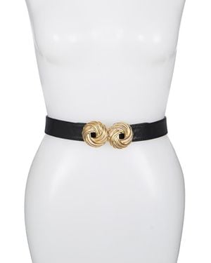 Raina Leather Love Knot Buckle Belt - White
