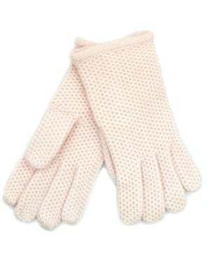 Portolano Honeycomb Knit Wool Blend Gloves - White