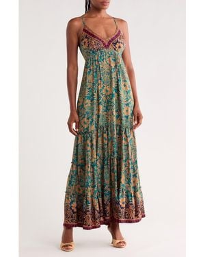 La Fiorentina Tiered Maxi Dress - Green