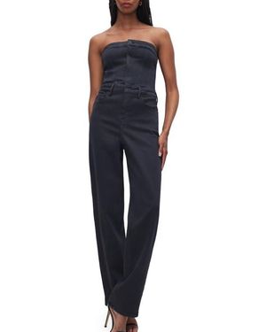 GOOD AMERICAN Strapless Tube Jumpsuit - Blue