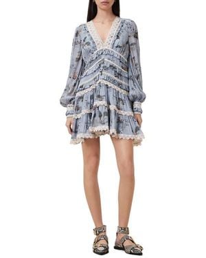 AllSaints Zora Long Sleeve Minidress - Gray
