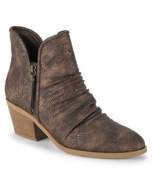 BareTraps Serentiy Snakeskin Scrunch Block Heel Bootie - Brown