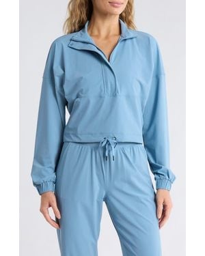 90 Degrees Warp X Selena Half-Zip Pullover - Blue