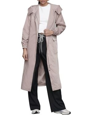 Avec Les Filles Hooded Water Resistant Longline Anorak - Multicolor