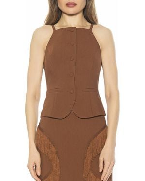 Alexia Admor Ziv Button Front Vest - Brown