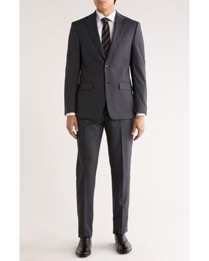 Calvin Klein Charcoal Bird's Eye Slim Fit Wool Blend Suit - Black