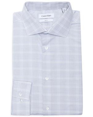 Calvin Klein Check Slim Fit Cotton Button-Up Shirt - Blue