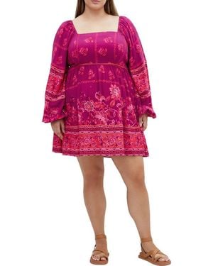 City Chic Jasmine Long Sleeve Minidress - Pink
