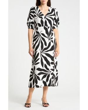 B.Young Palms Printed Midi Dress - Black
