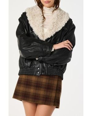 Astr Jonyssa Faux Fur Trim Faux Leather Jacket - Black