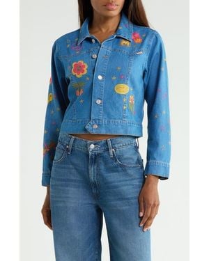 Mother The Heyday Cropped Embroidered Jacket - Blue