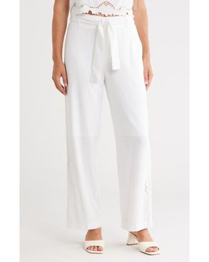 Nicole Miller Tie Waist Pants - White