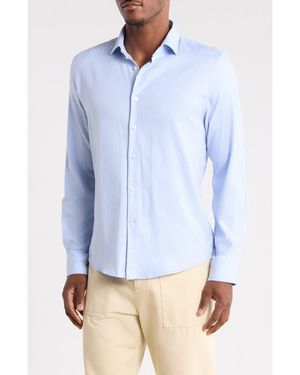 Denim and Flower Solid Stretch Twill Button-Up Shirt - Blue