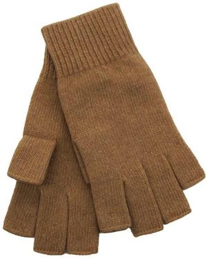 Portolano Fingerless Cashmere Gloves - Brown