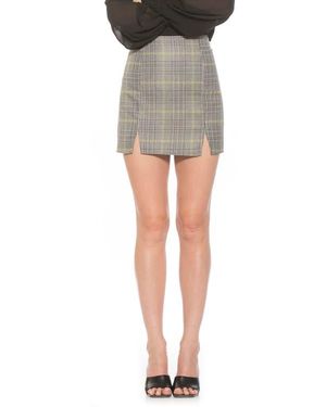 Alexia Admor Tina Slit Plaid Miniskirt - Gray