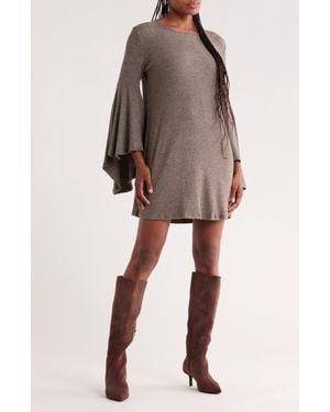 Go Couture Flare Sleeve Minidress - Brown