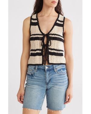 Blu Pepper Tie Front Open Knit Top - Blue
