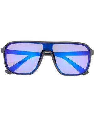 Hurley 133Mm Oversize Polarized Shield Sunglasses - Blue