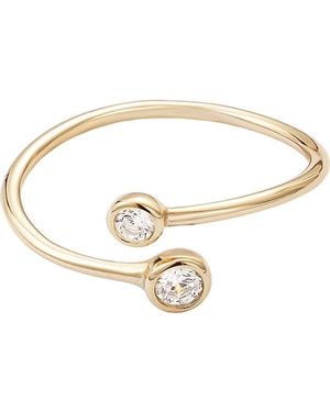 Adornia Fine Double Bezel Set 925 Sterling Cz Open Band Ring - Metallic