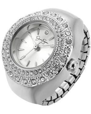 Jessica Simpson Miligrain Crystal Ring Watch, 22Mm - Gray