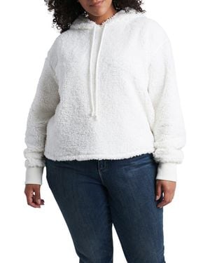 1.STATE Teddy Crop Hoodie - White