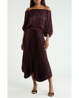A.L.C. Sienna Pleated Off The Shoulder Maxi Dress - Multicolor