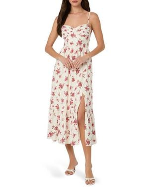 Astr Floral Pleated Bust Fit & Flare Sundress - Multicolor