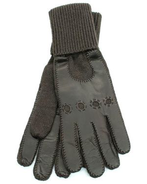 Portolano Cuffed Leather Gloves - Gray