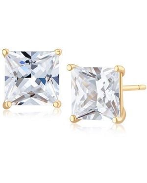 Jardin Princess Cut Cubic Zirconia Stud Earrings - Blue