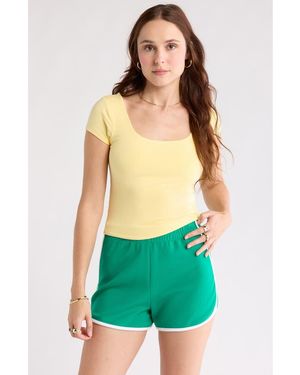 Abound Scoop Neck Cap Sleeve Crop T-Shirt - Green
