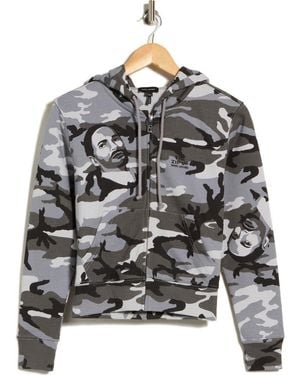 Marc Jacobs Graphic Camo Full Zip Hoodie - Gray