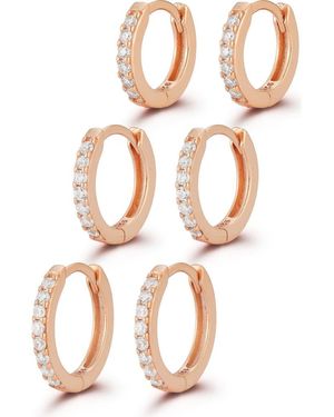 Glaze Jewelry Set Of 3 Cubic Zirconia Huggie Hoop Earrings - White