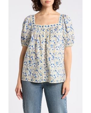 Max Studio Puff Sleeve Top - Blue