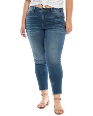 Slink Jeans Frayed High Waist Ankle Skinny Jeans - Blue
