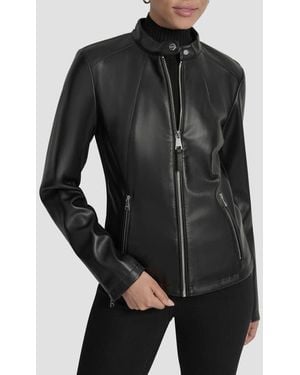 DKNY Faux Leather Moto Jacket - Black
