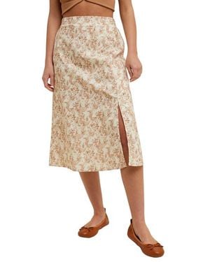 Wishlist Floral Cotton Midi Skirt - Natural