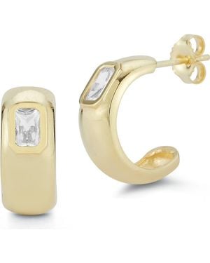 Glaze Jewelry Cubic Zirconia Hoop Earrings - Metallic